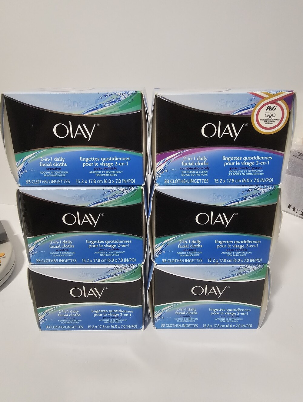 6 Olay 2 In 1 Daily Facial Cloths 33 Cleansing Cloths Each Box NOS